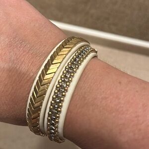 Stella and Dot Gilded Path Double Wrap Bracelet White Gold Silver